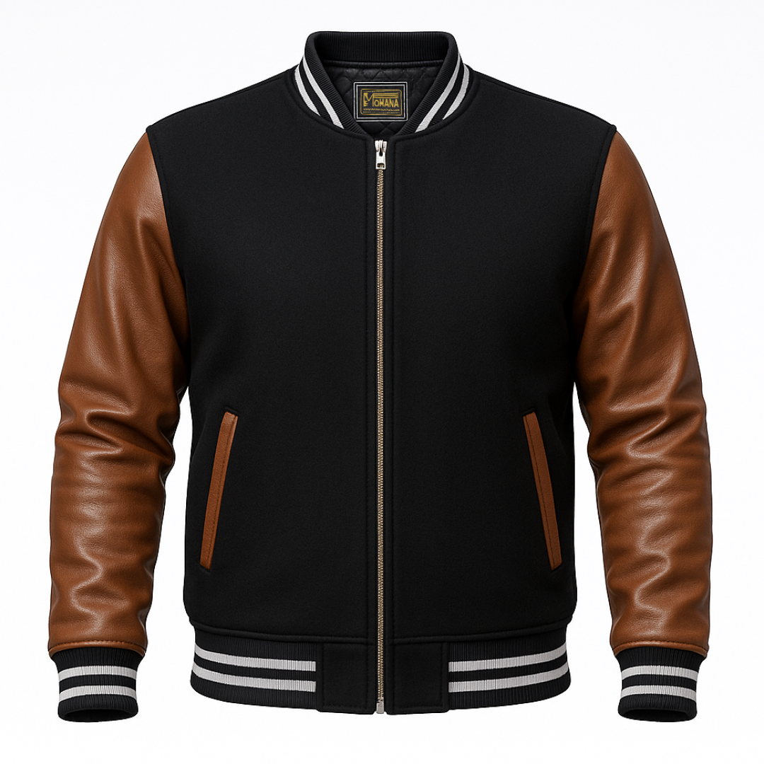 Buy Baseball Varsity Jacket with Brown Leather Sleeves – Premium Unisex Outerwear