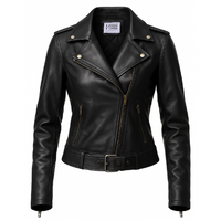 Women's Black Leather Biker Jacket – Genuine Leather | Mohana Jackets