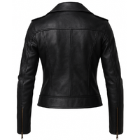 Women's Black Leather Biker Jacket – Genuine Leather | Mohana Jackets