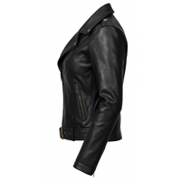Women's Black Leather Biker Jacket – Genuine Leather | Mohana Jackets