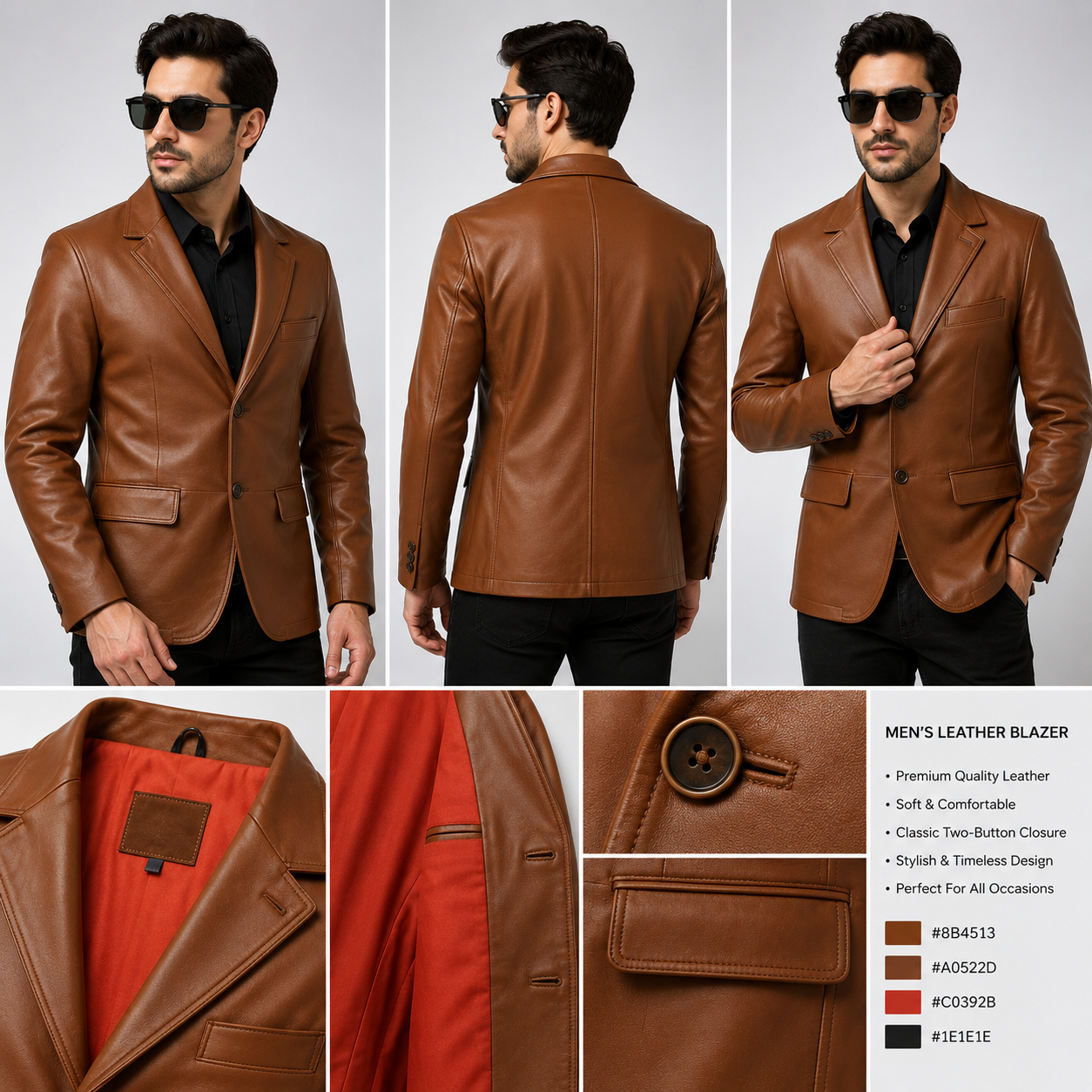 Men Leather Blazer Coat