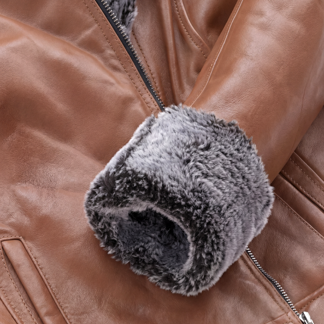 Women’s Brown Fur Collar Leather Jacket