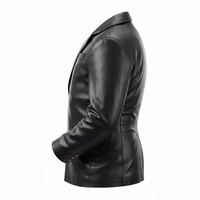 Men’s Black Leather Blazer Jacket
