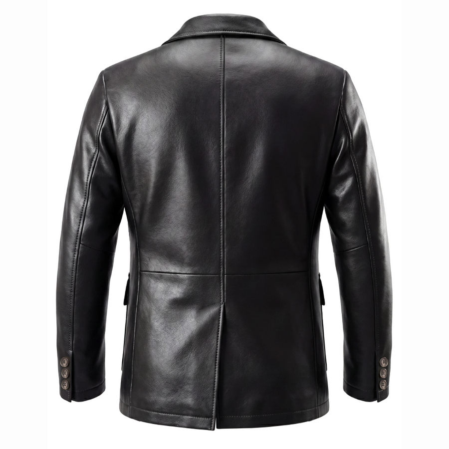 Men’s Black Leather Blazer Jacket