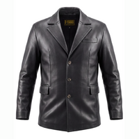 Men’s Black Leather Blazer Jacket