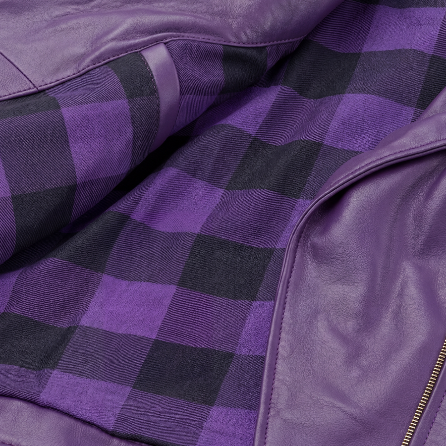 Women’s Purple Biker Leather Jacket