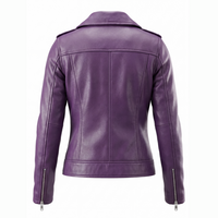 Women’s Purple Biker Leather Jacket