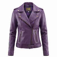 Women’s Purple Biker Leather Jacket