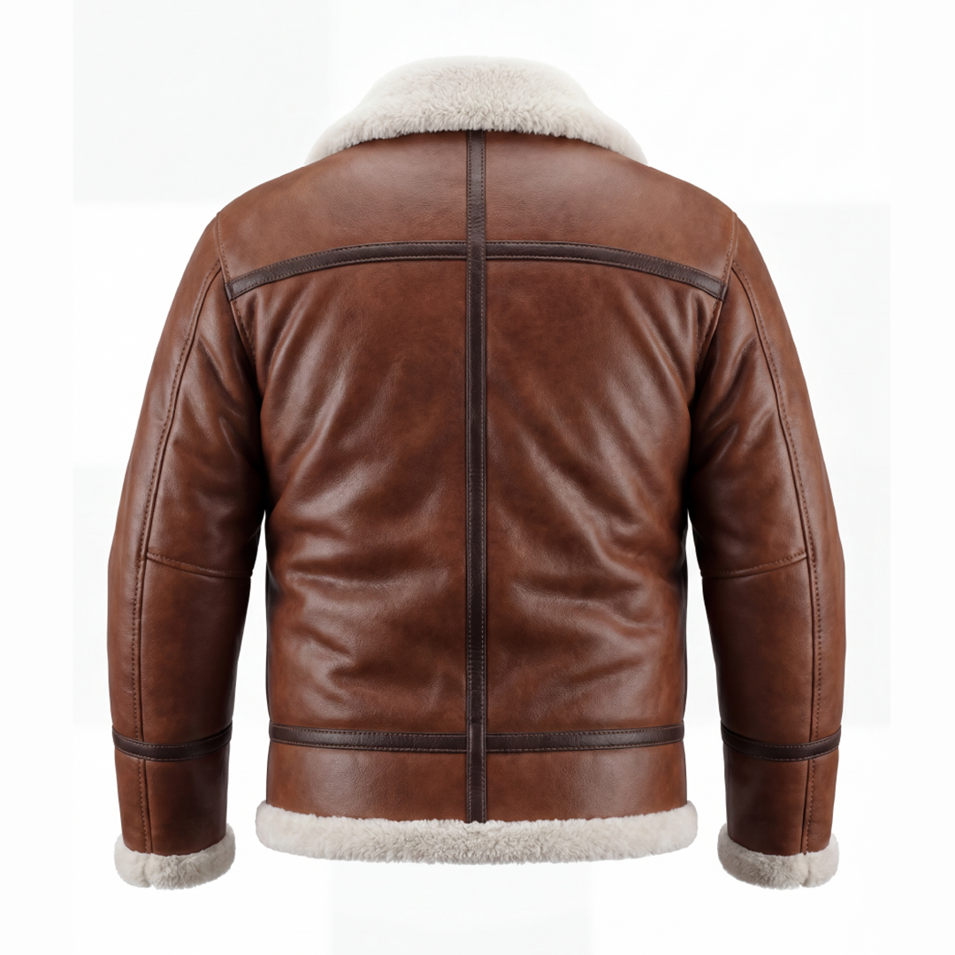 Men’s Brown Shearling Aviator Leather Jacket