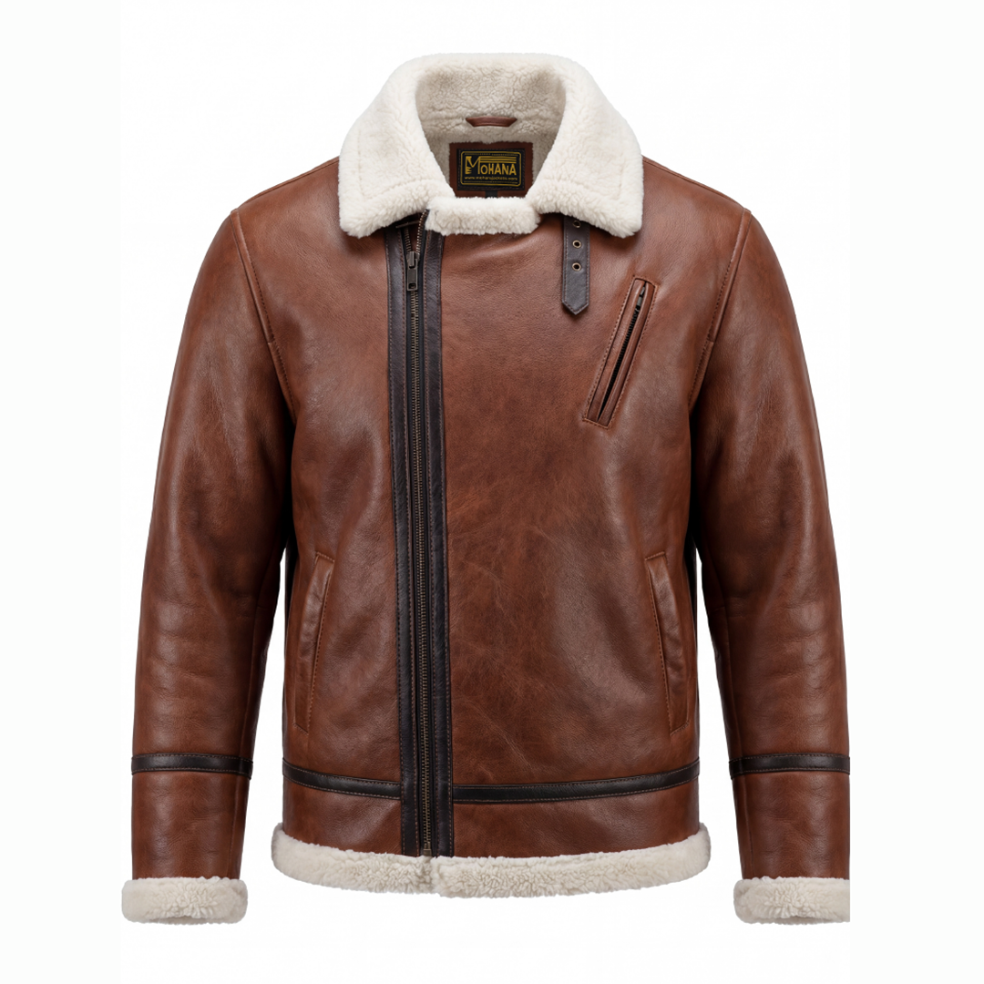 Buy Men’s RAF B3 Bomber Flight Pilot Aviator Fur Shearling  Brown Leather Jacket