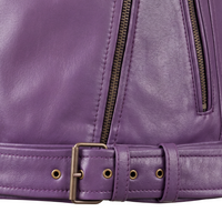Women’s Purple Biker Leather Jacket
