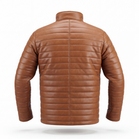 Men’s Tan Brown Quilted Leather Jacket