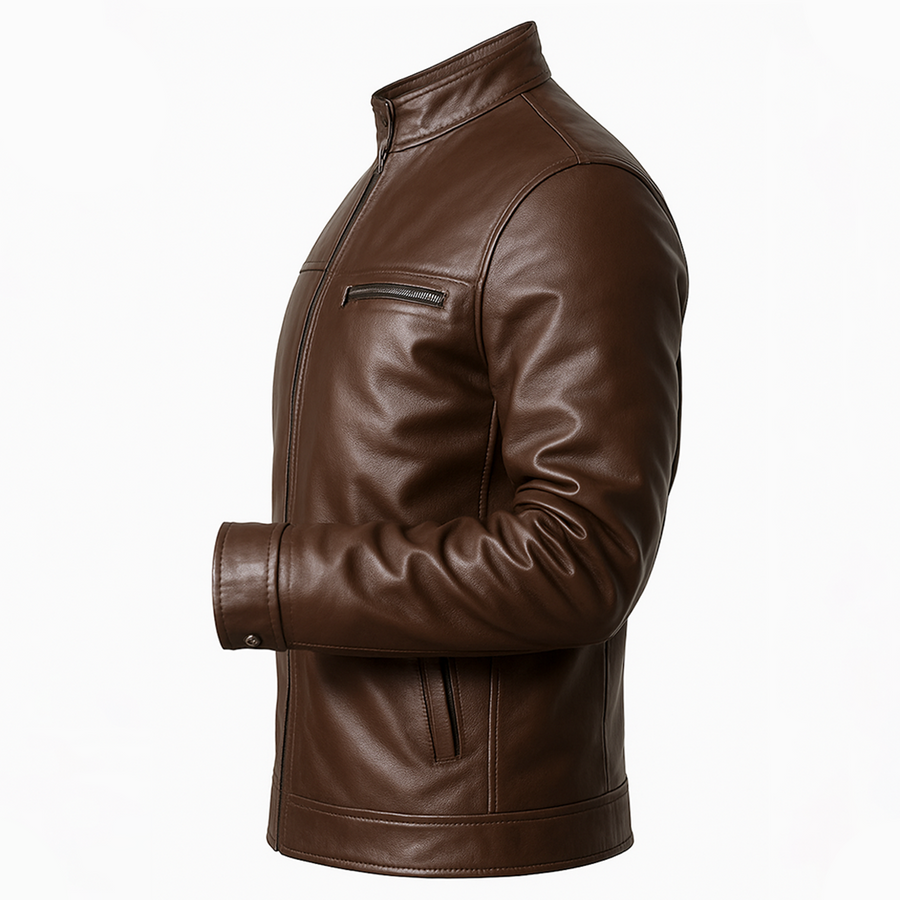 Buy Stellar Brown Leather Men’s Jacket – Premium Outerwear