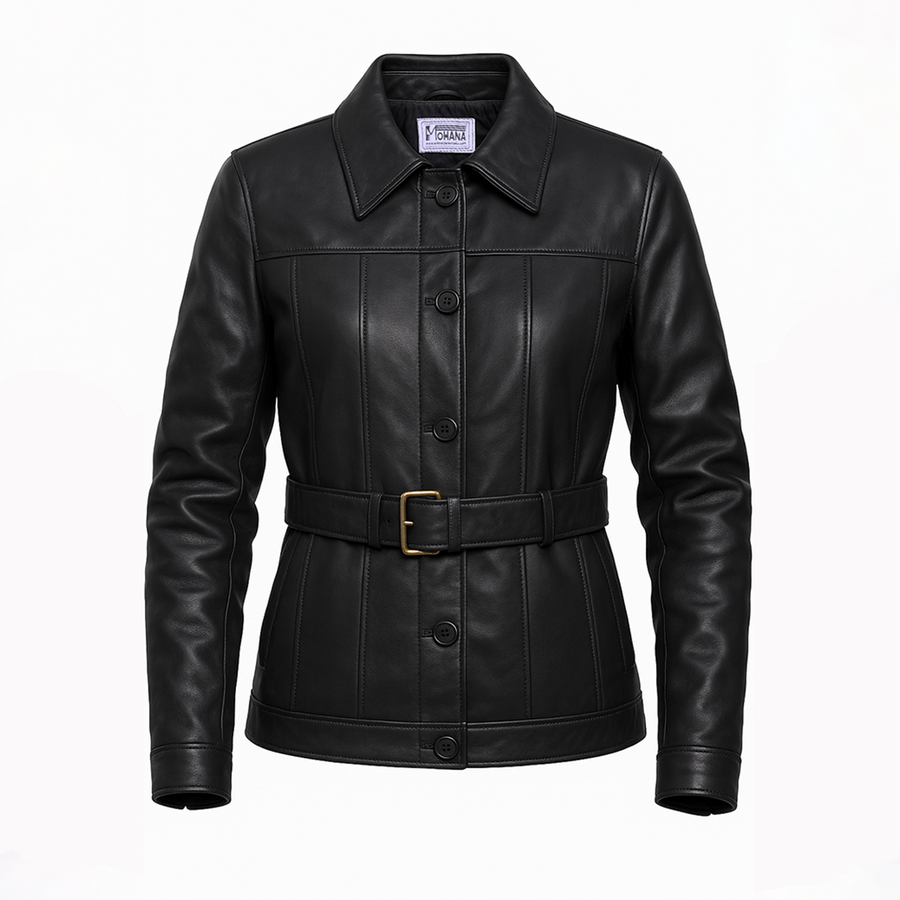 Buy Ladies Leather Black Trench Coat – Full Grain leather