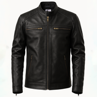 Buy Genuine Leather Men’s Biker Jacket with Shoulder Paddings & Zipper – Premium Ride-Ready