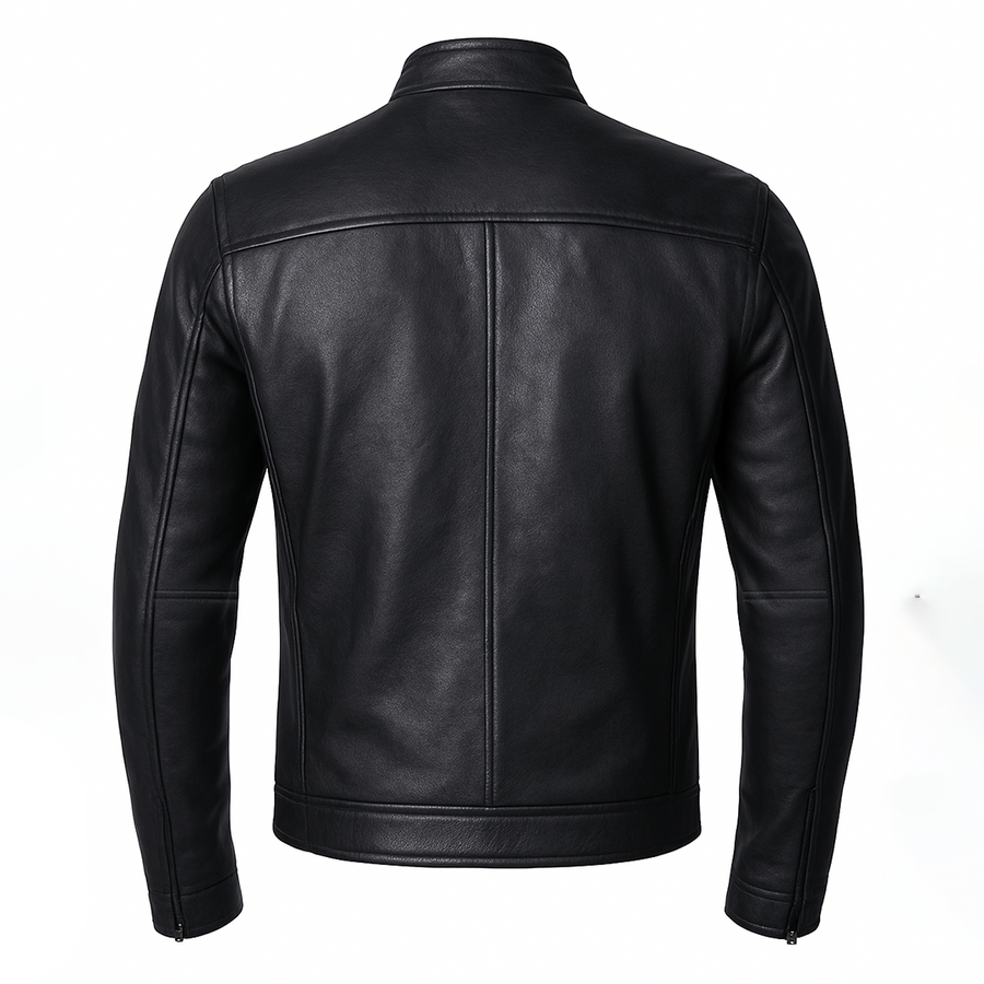 Buy Genuine Leather Men’s Biker Jacket with Shoulder Paddings & Zipper – Premium Ride-Ready