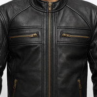 Buy Genuine Leather Men’s Biker Jacket with Shoulder Paddings & Zipper – Premium Ride-Ready