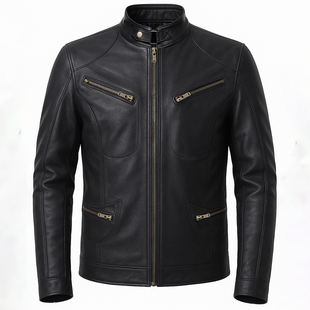 Buy Genuine Leather Men’s Moto Jacket Black – Rugged Road-Ready