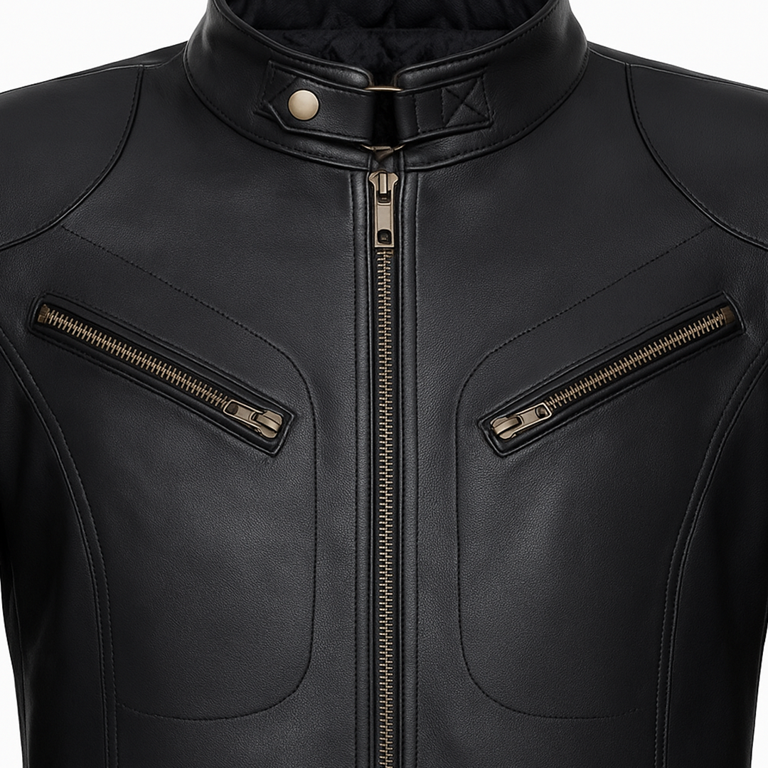 Buy Genuine Leather Men’s Moto Jacket Black – Rugged Road-Ready