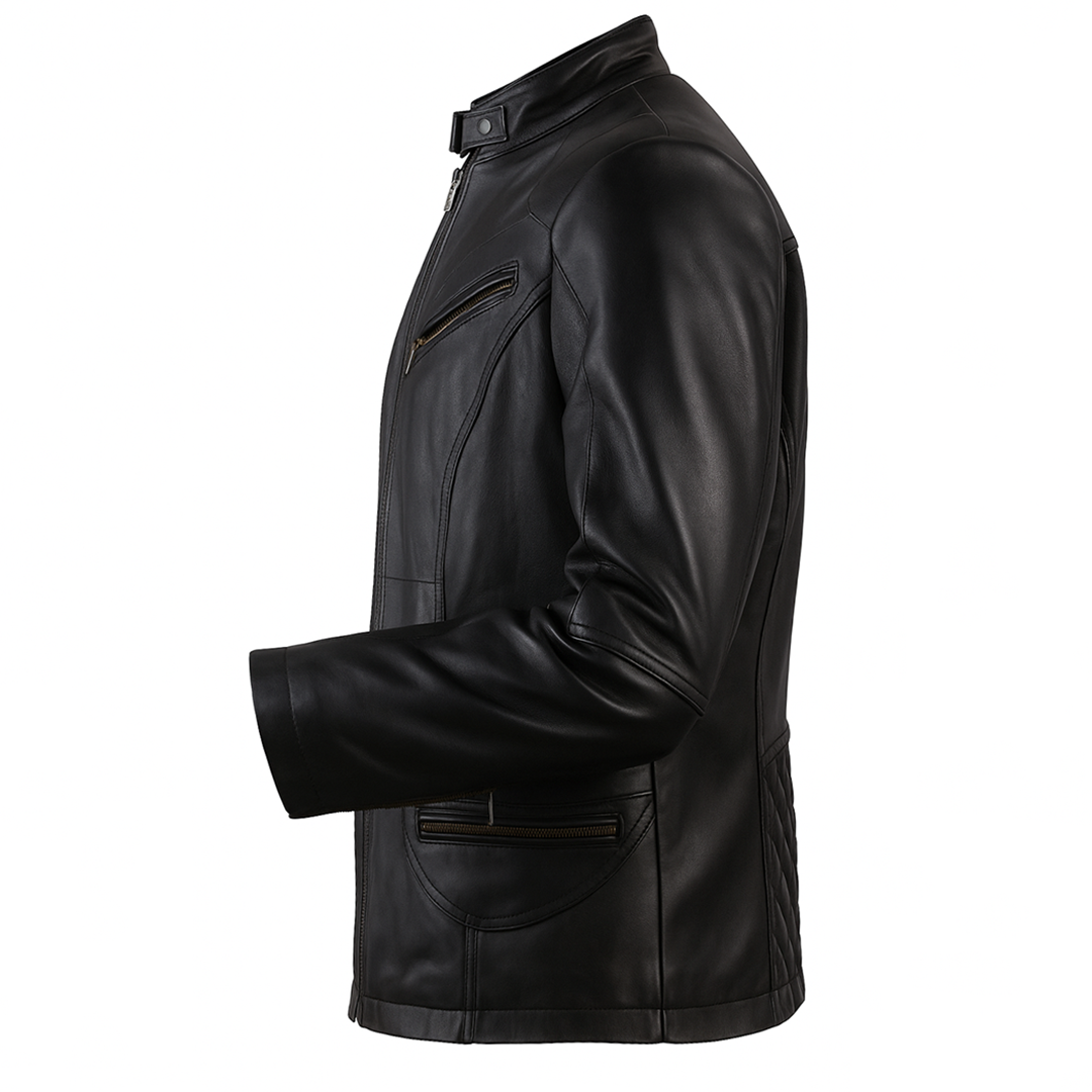 Buy Genuine Leather Men’s Moto Jacket Black – Rugged Road-Ready