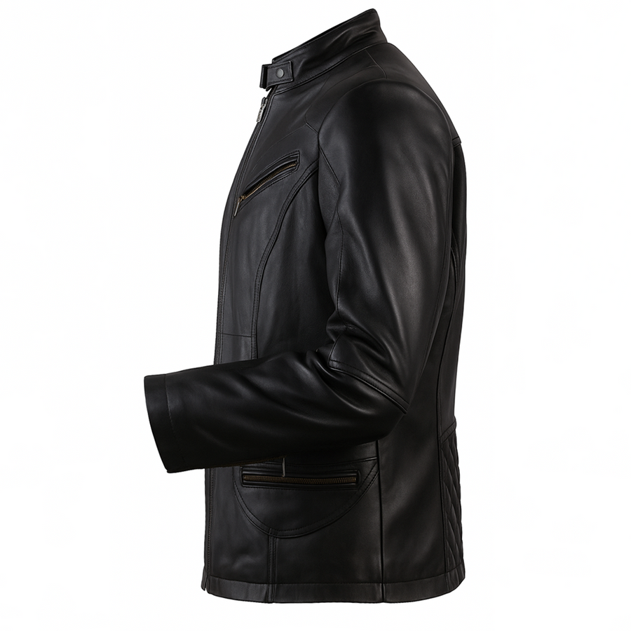 Buy Genuine Leather Men’s Moto Jacket Black – Rugged Road-Ready