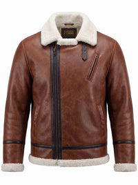 Men’s Brown Shearling Aviator Leather Jacket
