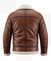 Men’s Brown Shearling Aviator Leather Jacket