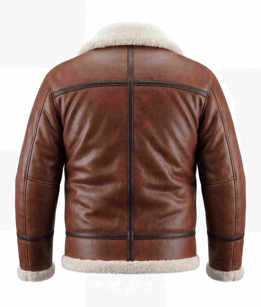 Men’s Brown Shearling Aviator Leather Jacket