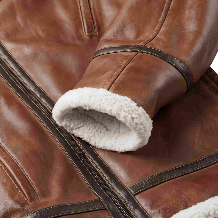 Men’s Brown Shearling Aviator Leather Jacket
