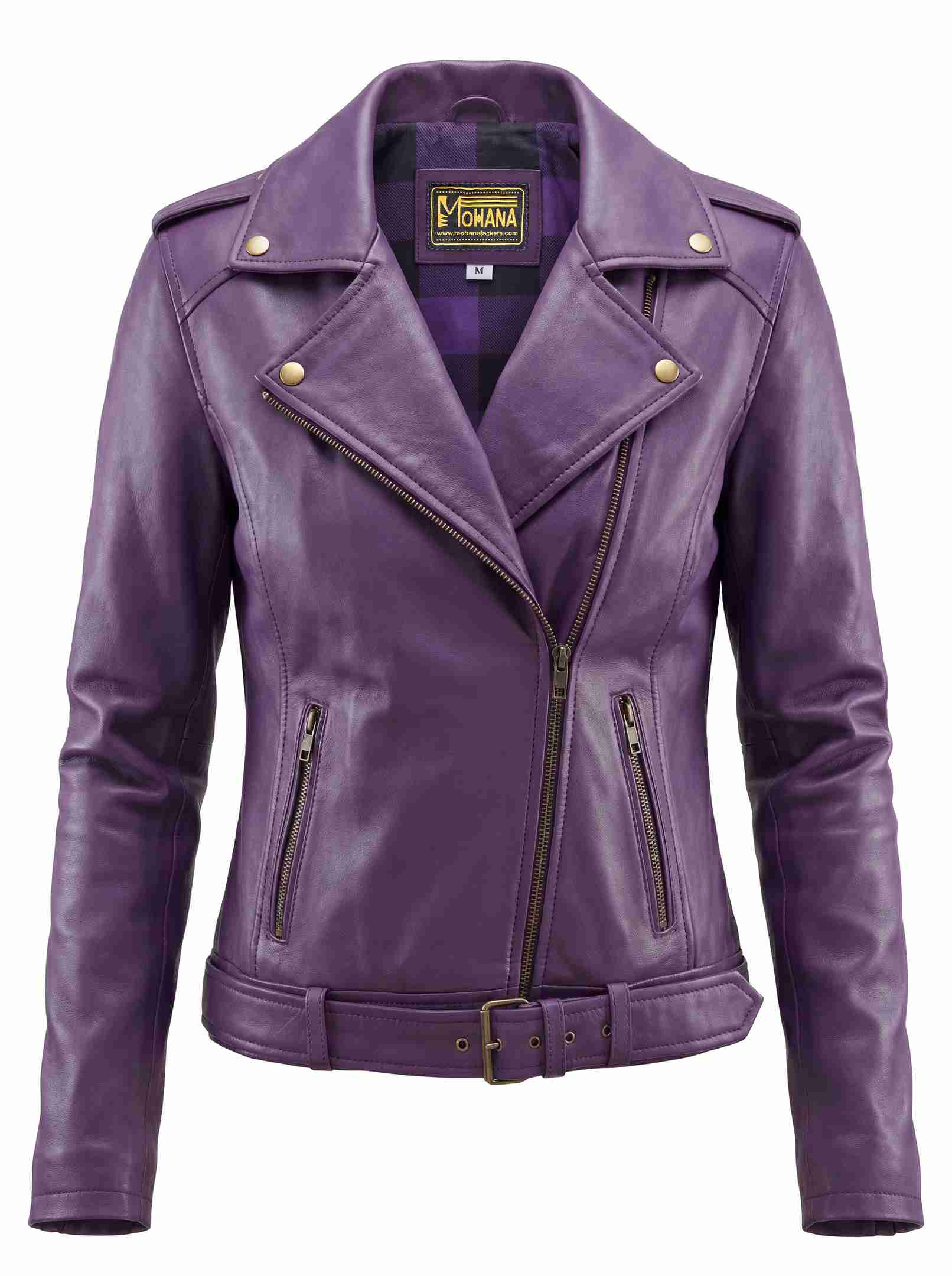 Women’s Purple Biker Leather Jacket