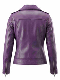Women’s Purple Biker Leather Jacket