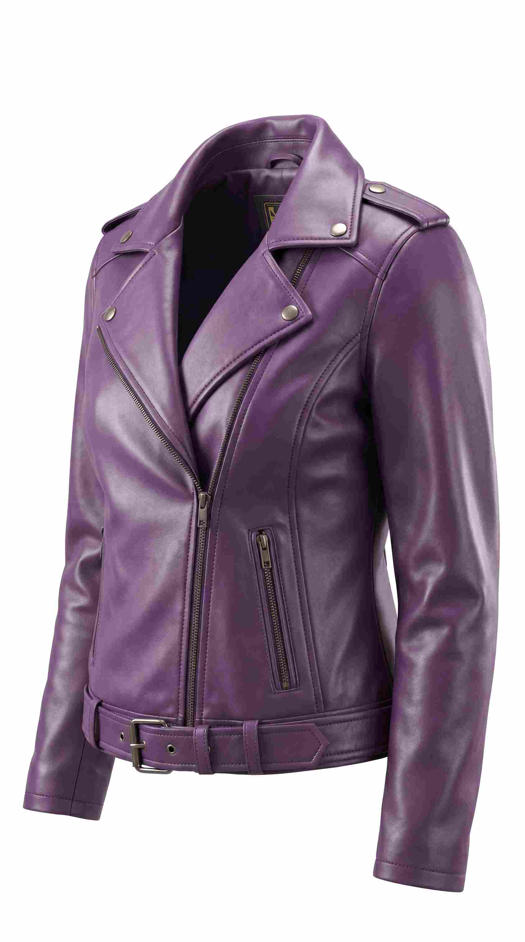Women’s Purple Biker Leather Jacket