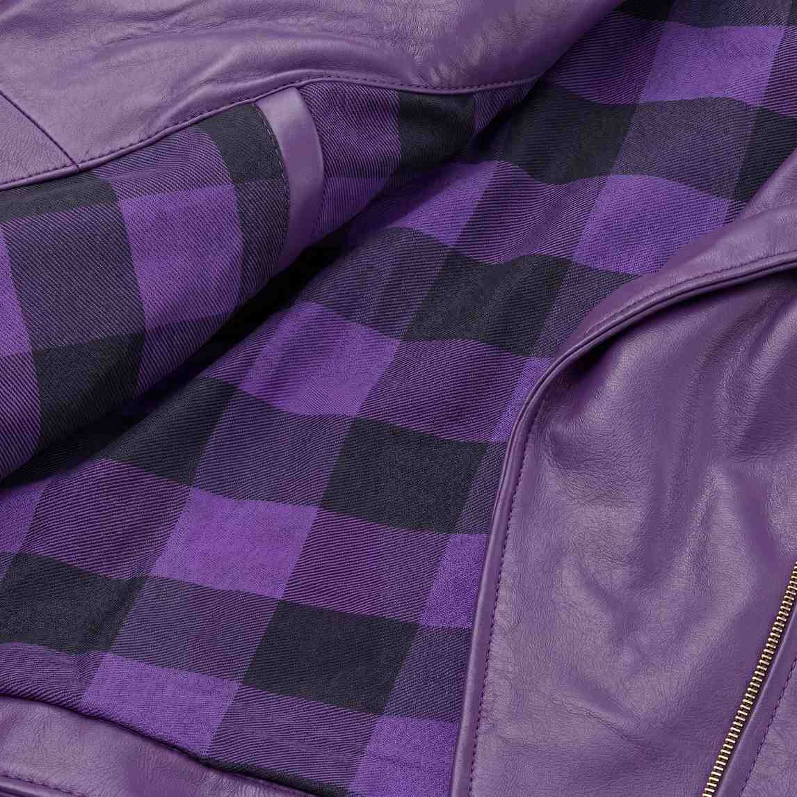 Women’s Purple Biker Leather Jacket