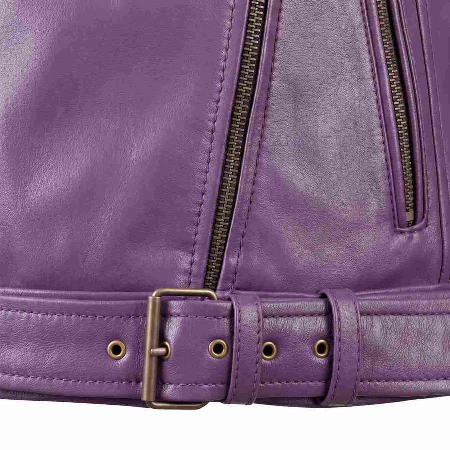 Women’s Purple Biker Leather Jacket