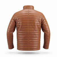 Men’s Tan Brown Quilted Leather Jacket