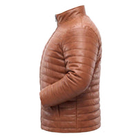 Men’s Tan Brown Quilted Leather Jacket