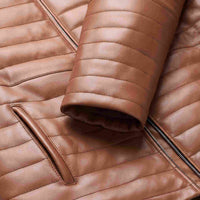 Men’s Tan Brown Quilted Leather Jacket