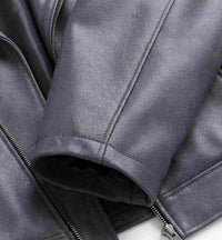 Men’s Grey Distressed Biker Leather Jacket