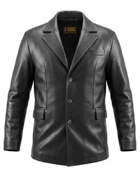 Men’s Black Leather Blazer Jacket