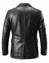 Men’s Black Leather Blazer Jacket