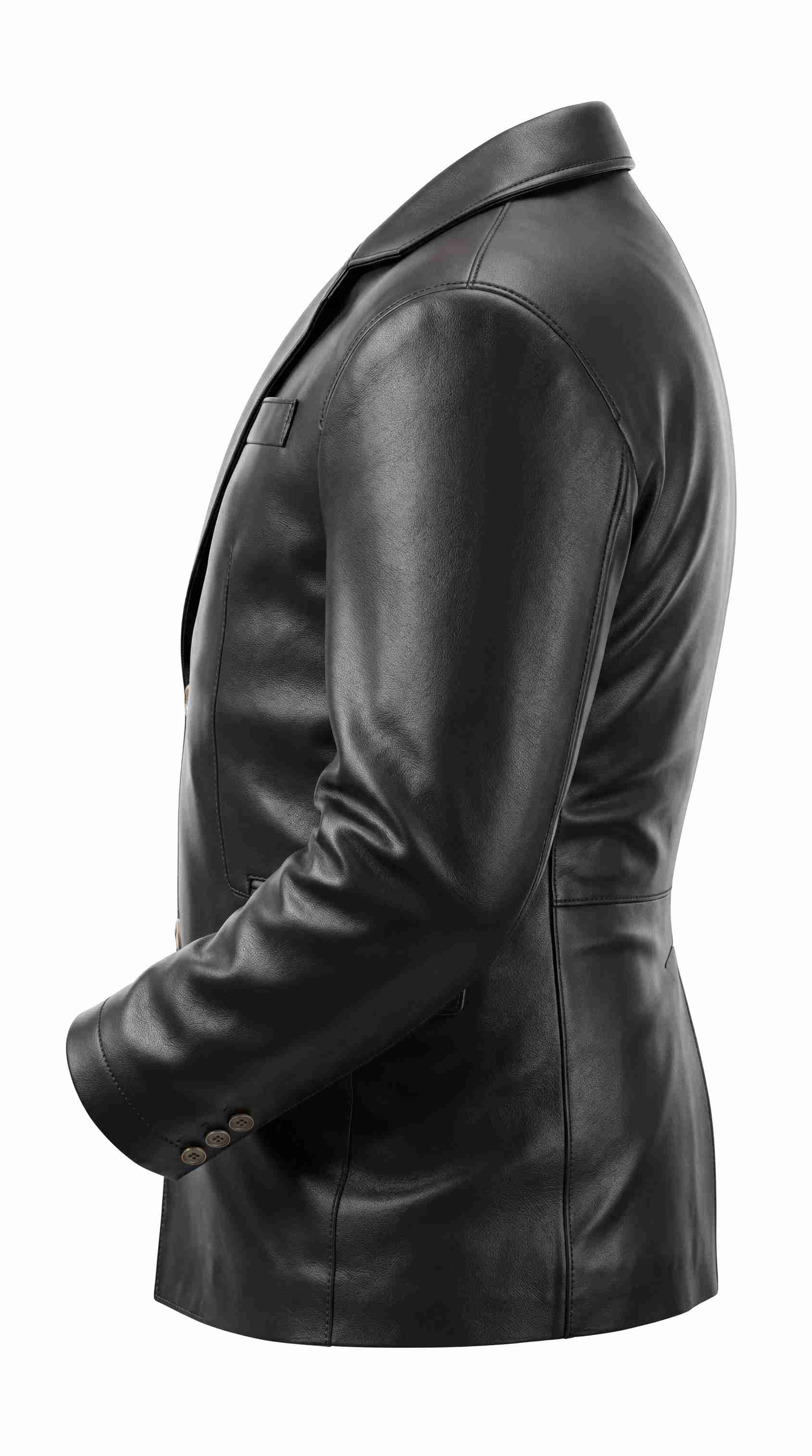 Men’s Black Leather Blazer Jacket