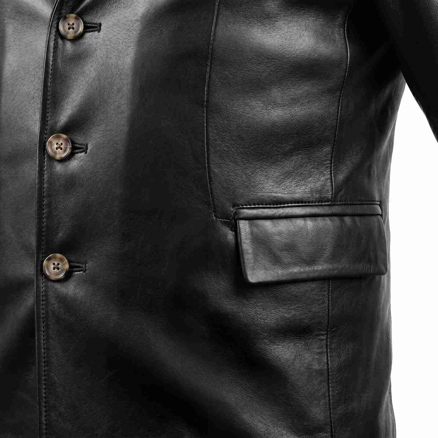 Men’s Black Leather Blazer Jacket