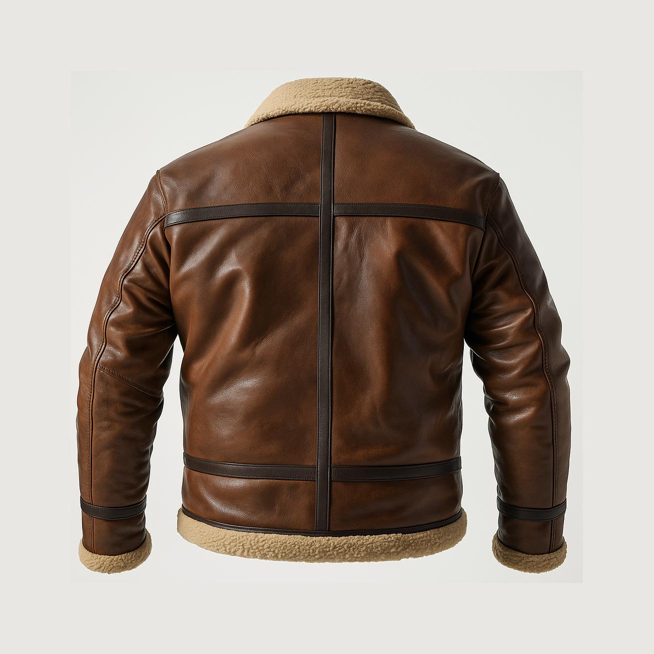 Buy Men’s RAF B3 Bomber Flight Pilot Aviator Fur Shearling Sheepskin Brown Leather Jacket