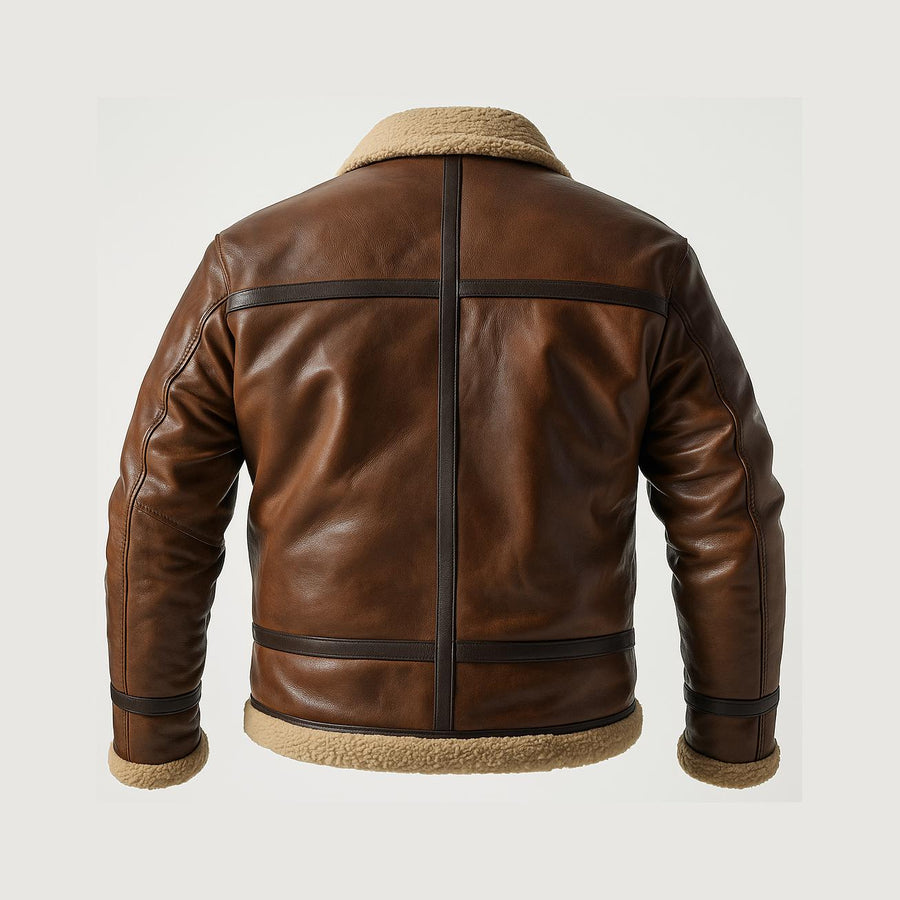 Buy Men’s RAF B3 Bomber Flight Pilot Aviator Fur Shearling Sheepskin Brown Leather Jacket