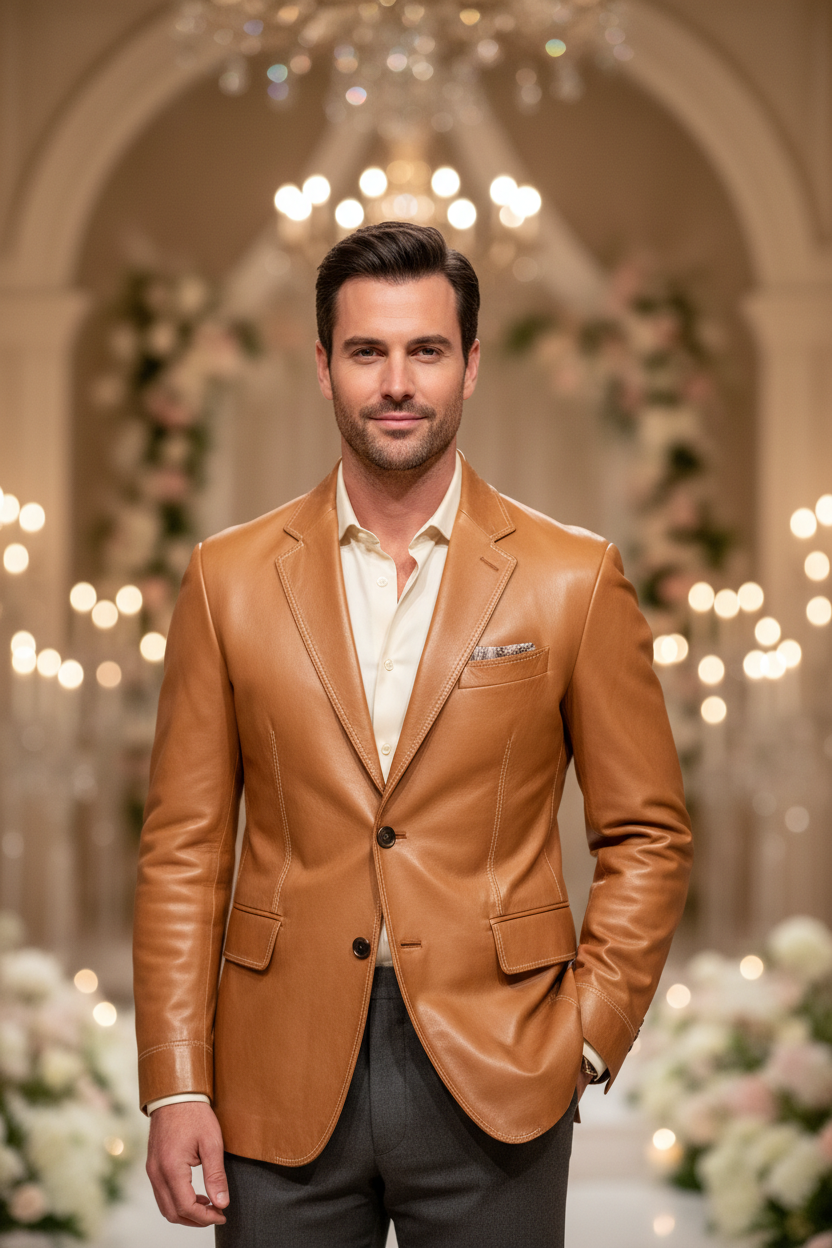 Men Leather Blazer Coat