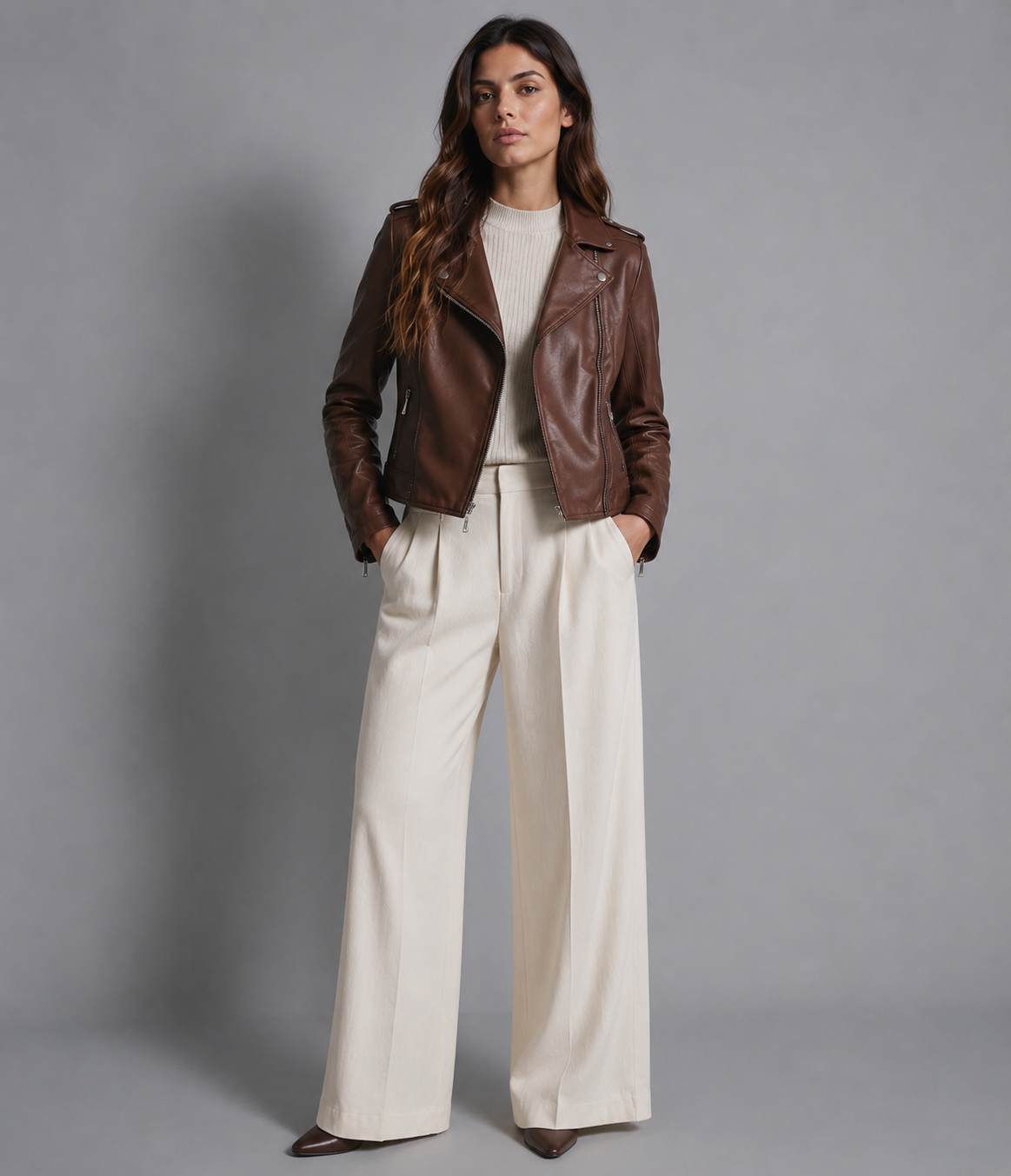 Asymmetrical Leather Moto Jacket – Women's Biker Jacket